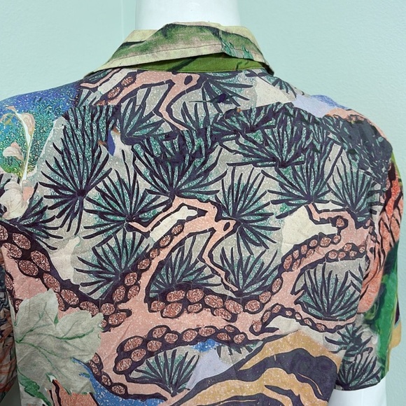 Men’s Guess Tiger Eco Bonsai Button Front Short Sleeve Button Down Shirt Small - Picture 9 of 11